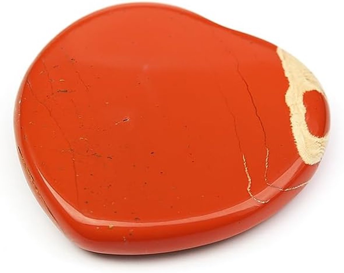natuursteen, gepolijst kristal met energie-eigenschappen, gepolijst hart, steen, zorgen, hart, 4 x 4 x 0,7 cm (rode jaspis)