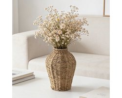 Ulisem - Geweven Bloemvaas Decor - Minimalistisch Design - Droogbloemen Display - Duurzaam Lichtgewicht - Modern Boho Tafelblad - Woonkamer Slaapkamer Kantoor