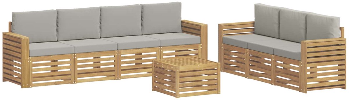 vidaXL - Sofa-Sets - 8 - st - Wit - en - Lichtgrijs - Polyester