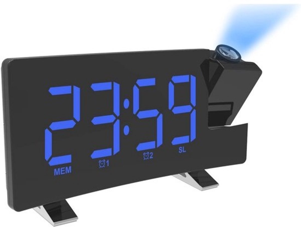 Projectiewekker voor slaapkamer met digitale wekkers en 180° draaibaar LED-display