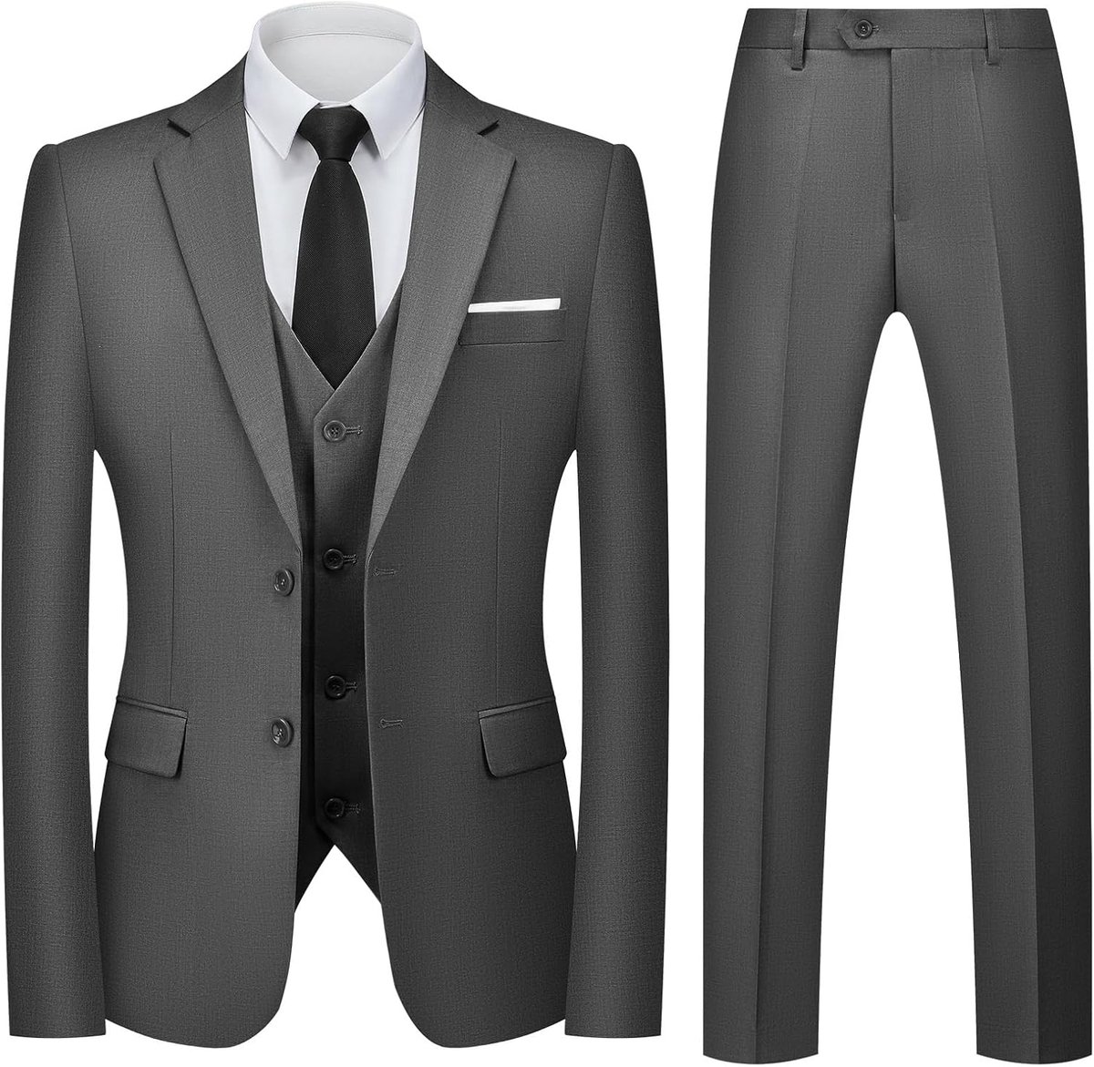 slimfit, 3-delig pak, businesspak, 3-delig, voor bruiloft, colbert, broek, vest, formeel dinerpak
