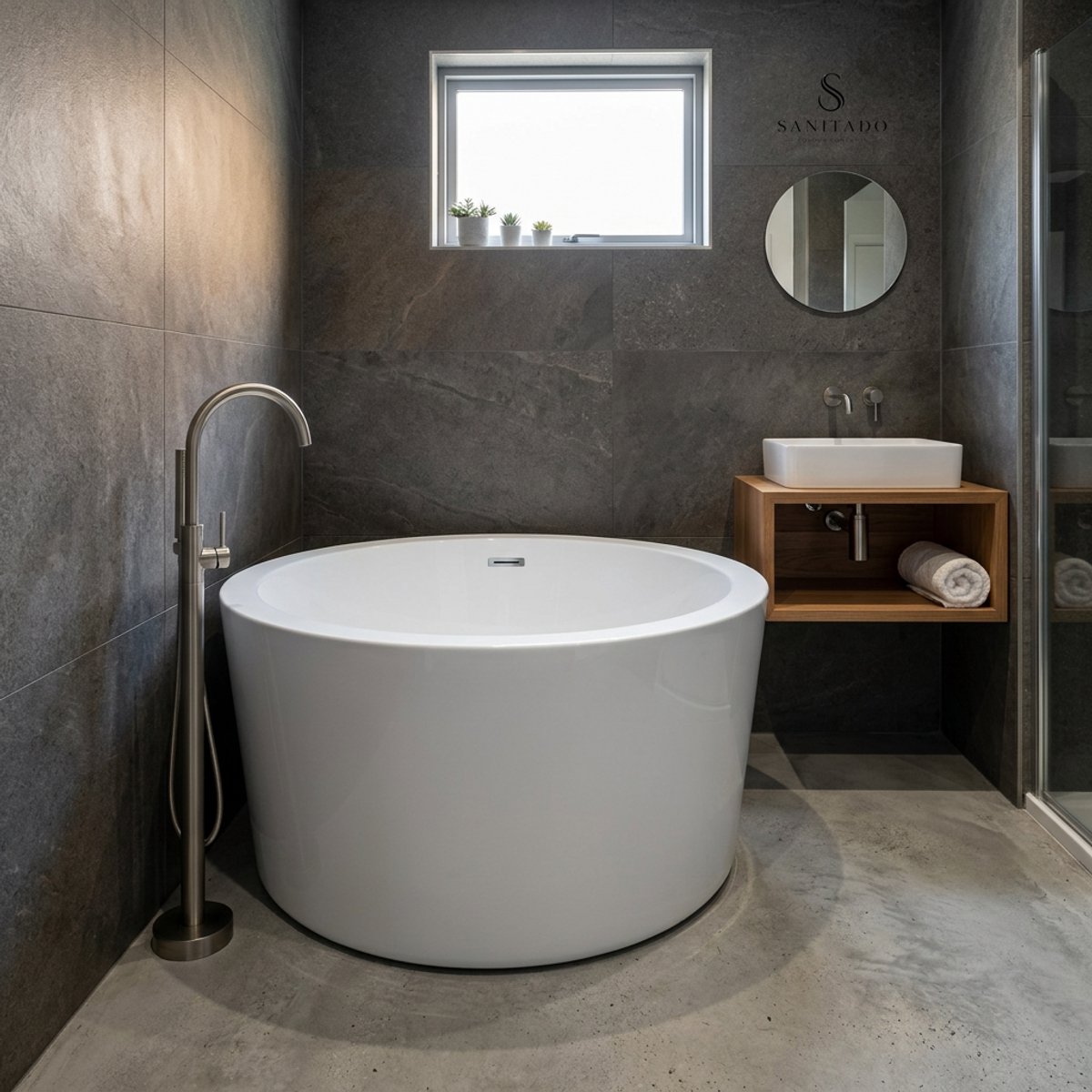 Sanitado Industry Zen Luxe Vrijstaand Rond Bad 140cm Glans Wit