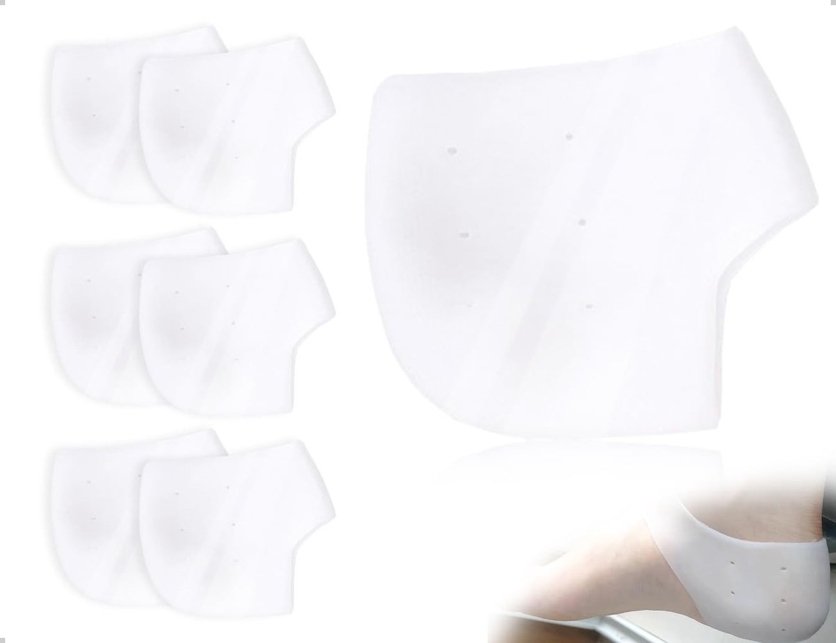 Hielbescherming van siliconen: 12 elastische en ademende kussens voor droge hielen, antislip pads tegen plantaire fasciitis en gebarsten hielen