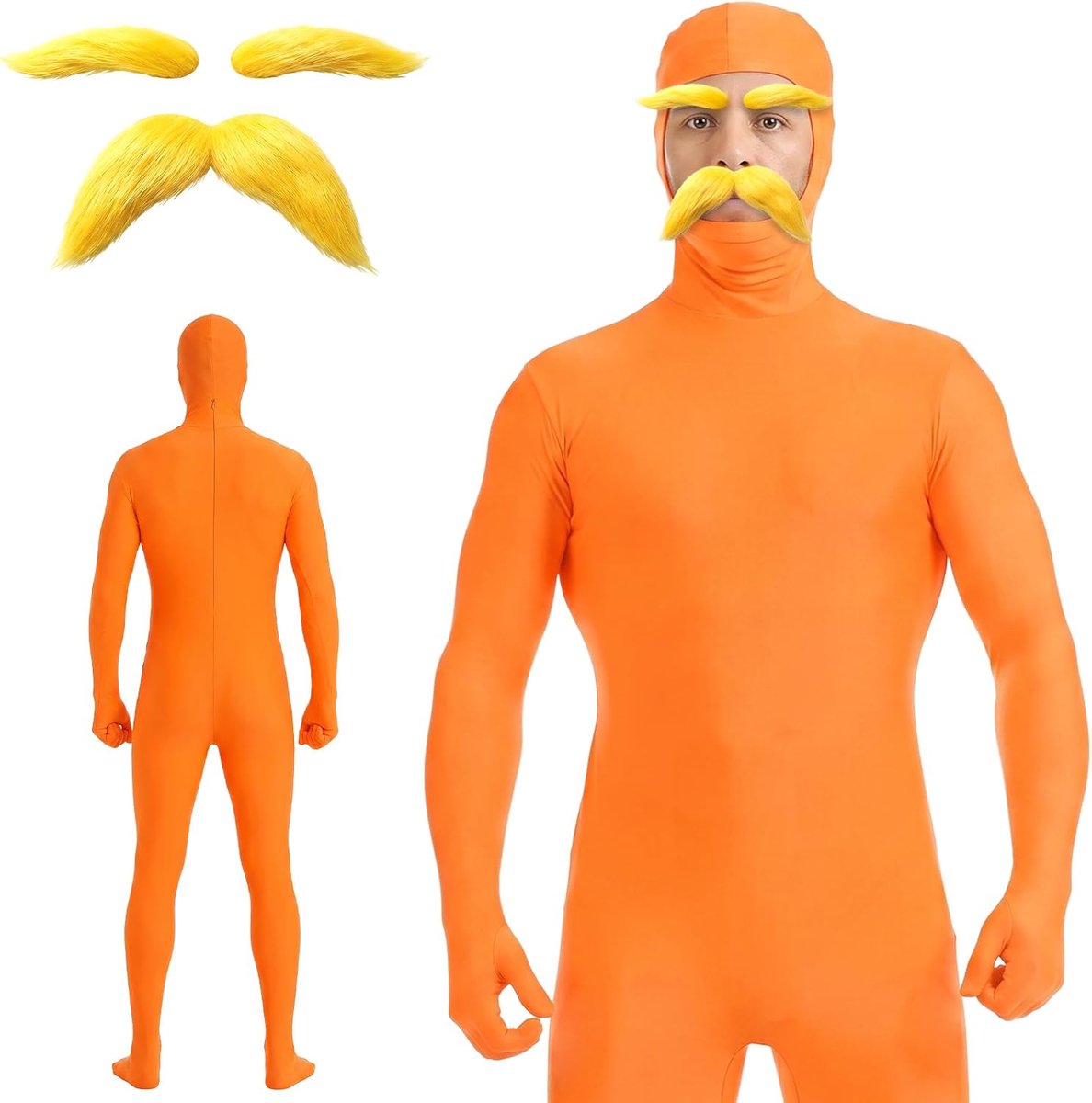 Kostuum voor dames en heren, oranje, full-body pak voor Halloween