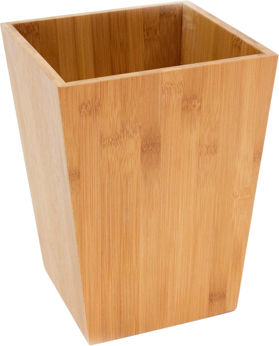 Prullenbak van bamboe, 10 liter, 26,5 x 20 x 20 cm