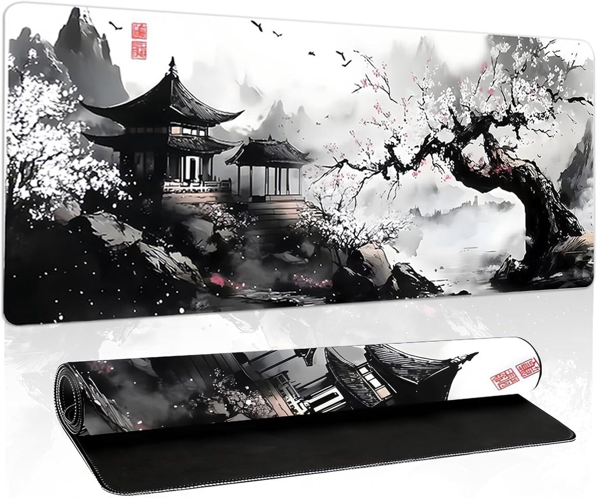 Grote Muismat met Plum Blossom Patroon, Niet-Slip Bureau Pad, Ideaal voor Thuis, School en Kantoor, 900 × 400 × 3 mm