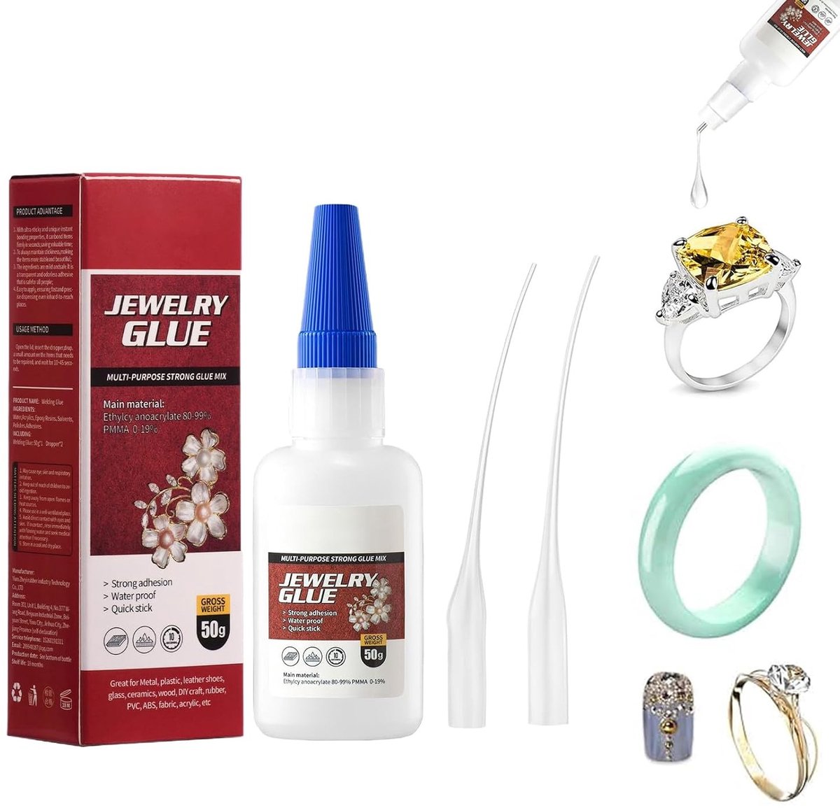 Decoratieve lijm voor modejuwelen, transparante lijm voor strass en stoffen, glitterlijm voor het maken en herstellen van sieraden