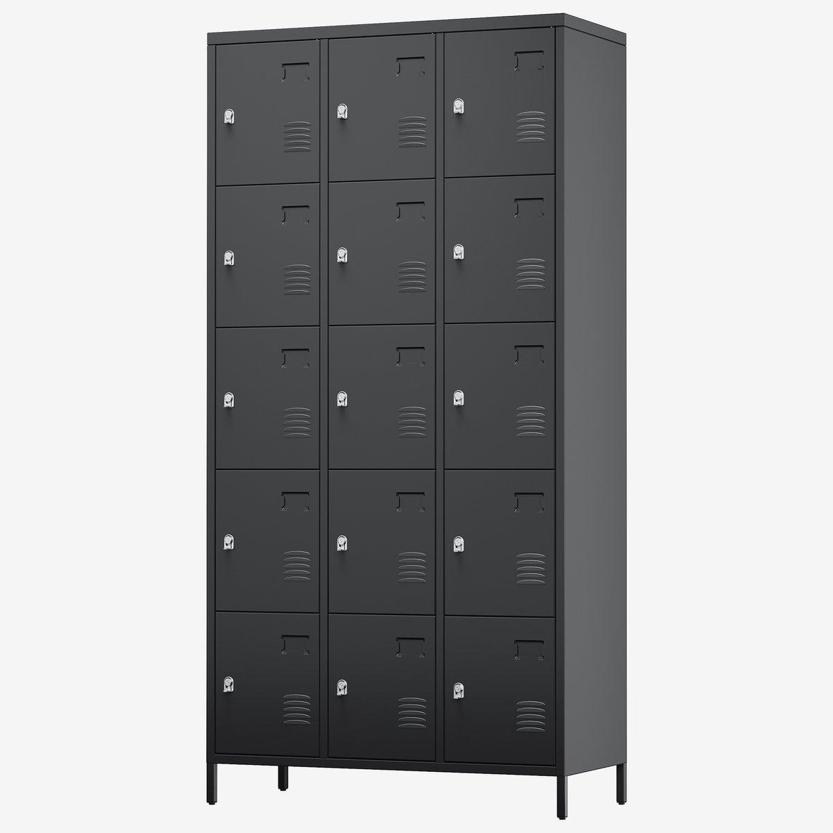 Metalen Opbergkast met 15 Vergrendelbare Deuren 90x40x182 cm - Robuuste Kluisjeskast met Naamplaatjes - Ventilatiegleuven en Vochtwerende Poten - Voor Hal Kantoor School Sportschool of Garage