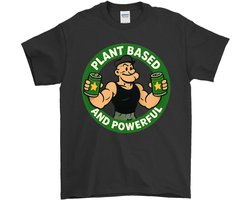Krachtige Vegan Shirt – PLANT BASED AND POWERFUL – Sportieve Outfit – Unisex T-Shirt voor Dames & Heren – Leuk Cadeau