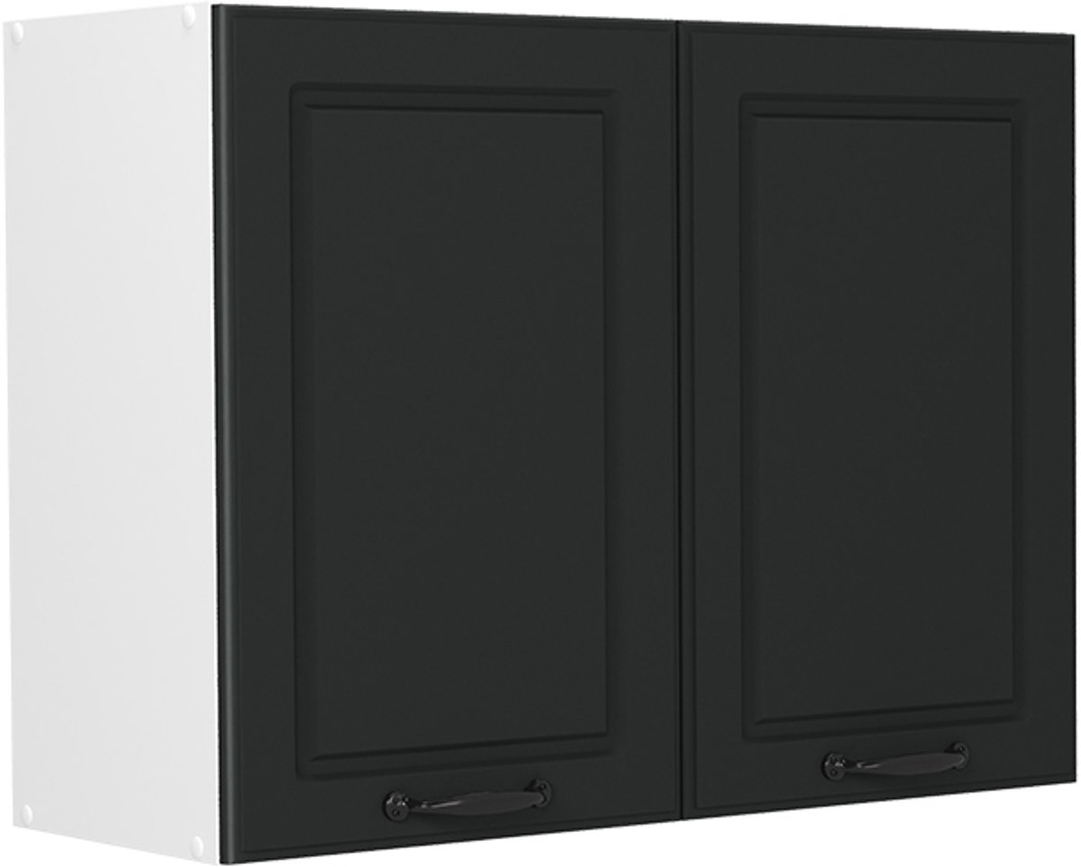 Vicco Glazen keukenkast R-Line, Antraciet landelijk/Wit, 80 cm
