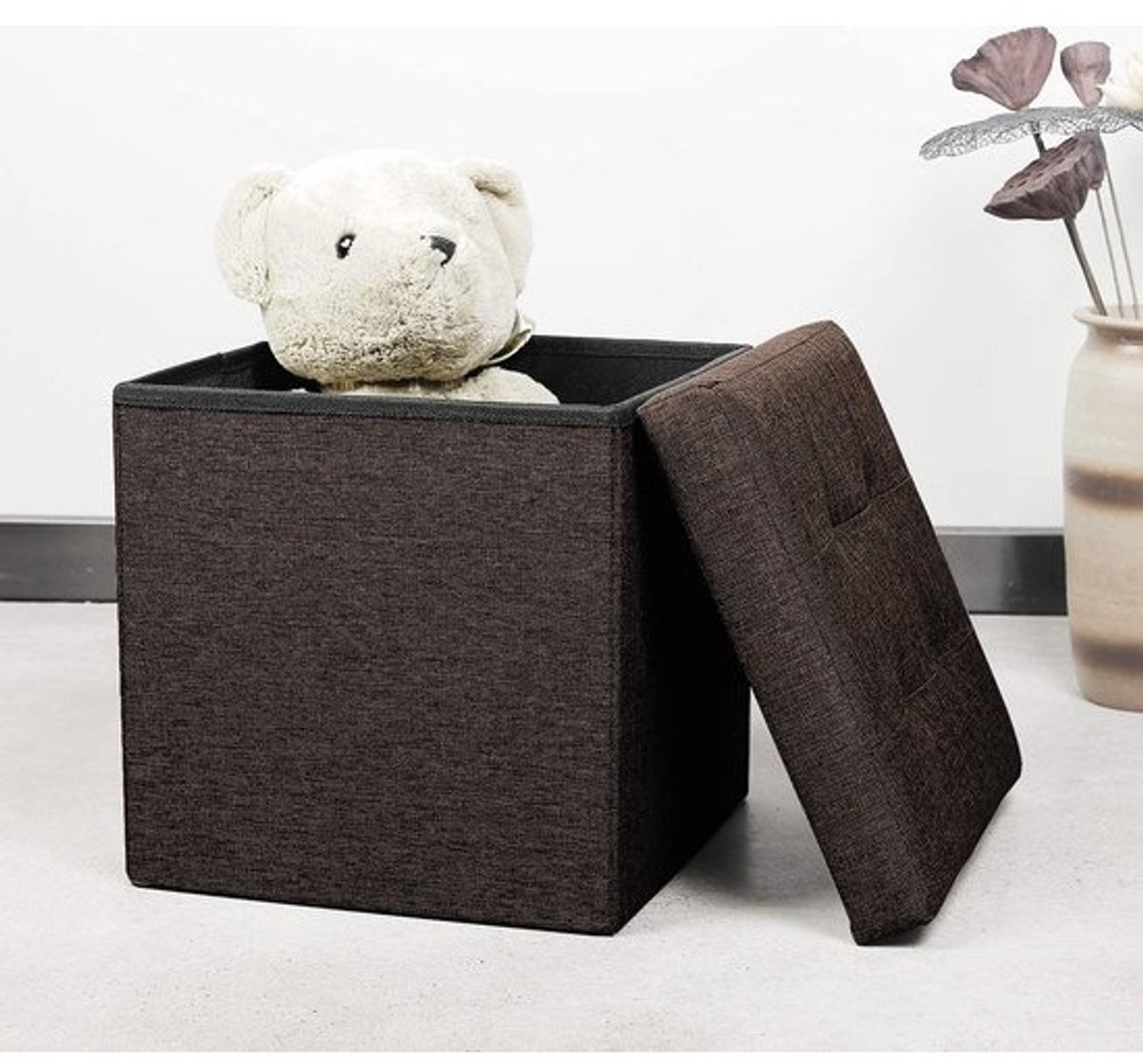 Opvouwbare Opberg Poef - Hocker – Bench – Bench with Storage space - Zitkist – Woonkamer accessoires 32 x 32 x 32 cm