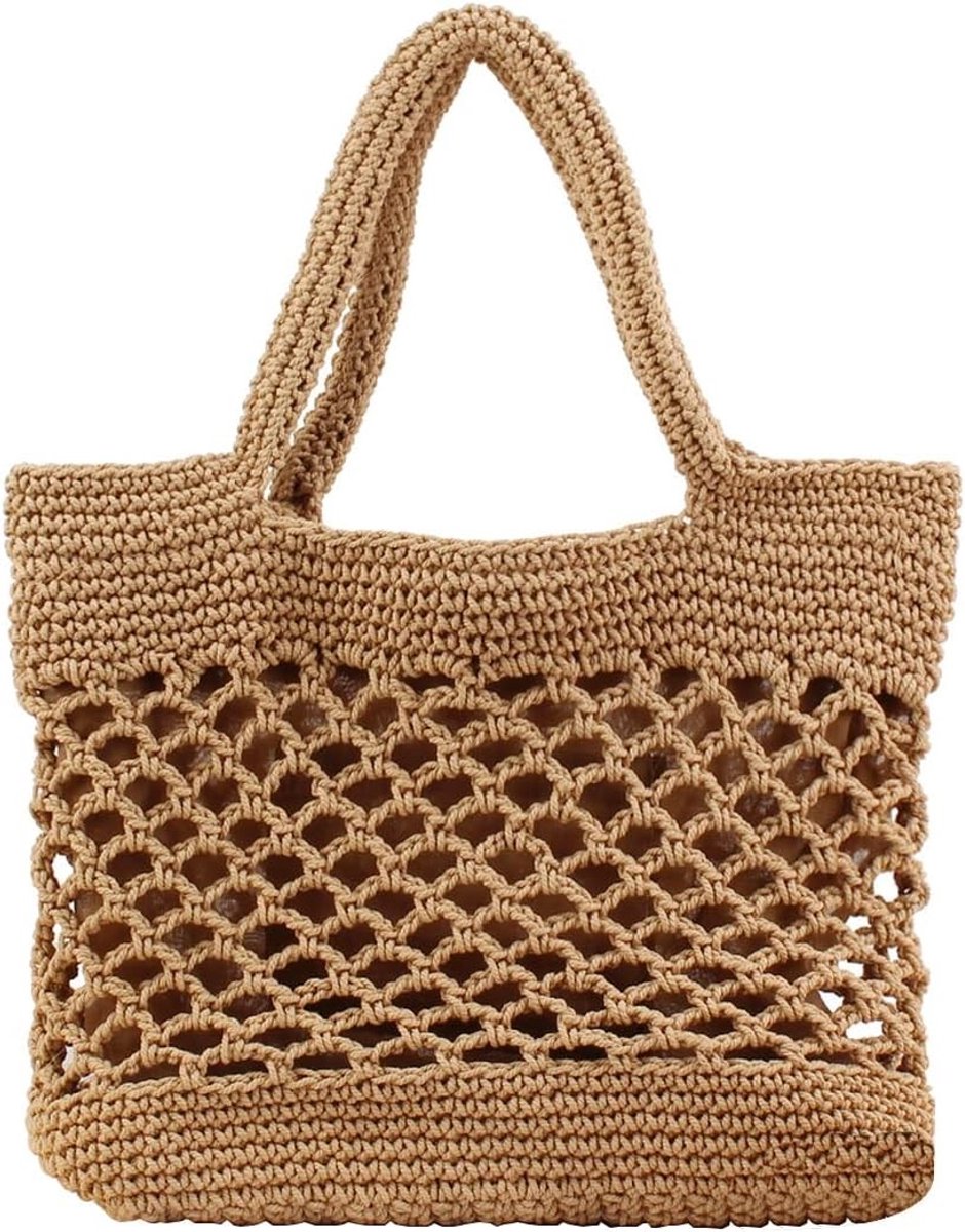 Zomerse Stro Strandtas voor Dames - Handgeweven Schoudertas, Ideaal voor Reizen, School en Winkelen