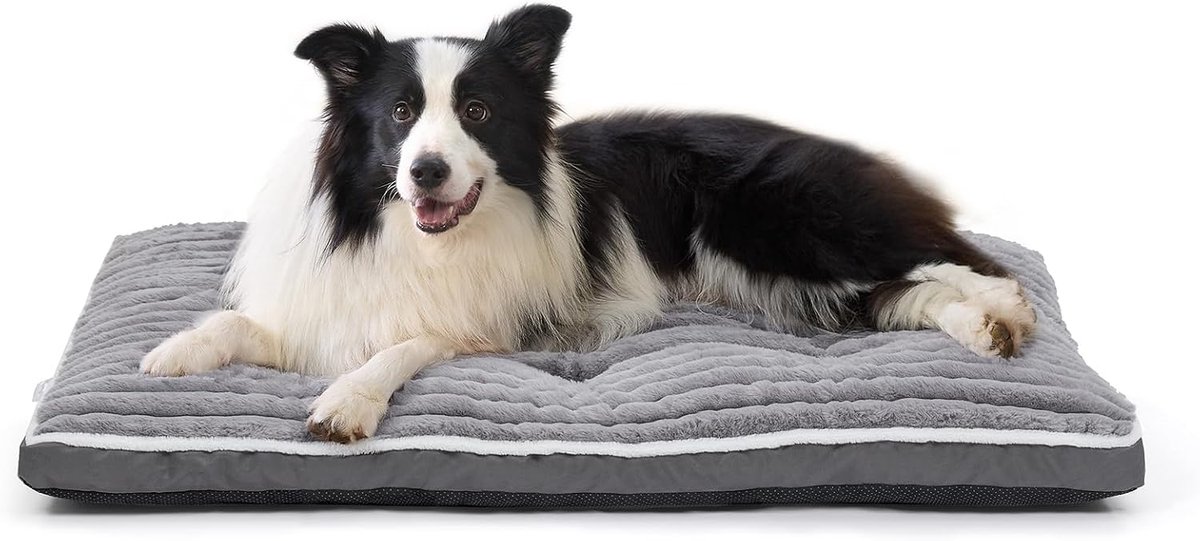 Hondenmand: 90x60 cm Wasbaar Hondenkleed - Zachte Pluche Stof - Antislip Onderkant - Ideaal voor in de woonkamer, bench of kofferbak van de auto Grijs (90 x 60 x 7 cm)