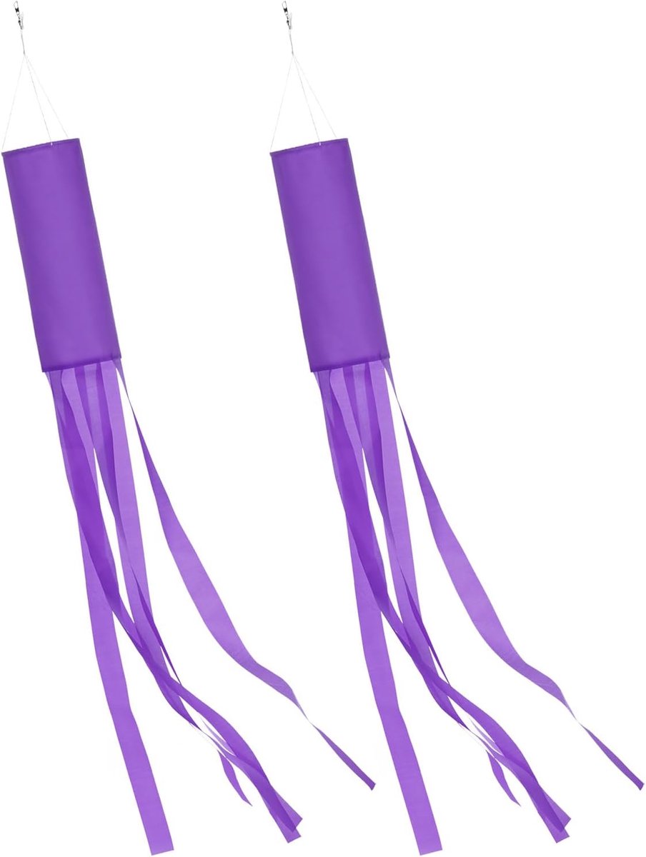 2-pack windzak vlag, kleurrijke windsokken voor tuin/tuin/terras/huisdecoratie, lente zomer herfst winter buiten hangende decoratie [5,91 x 59,06 inch, paars]