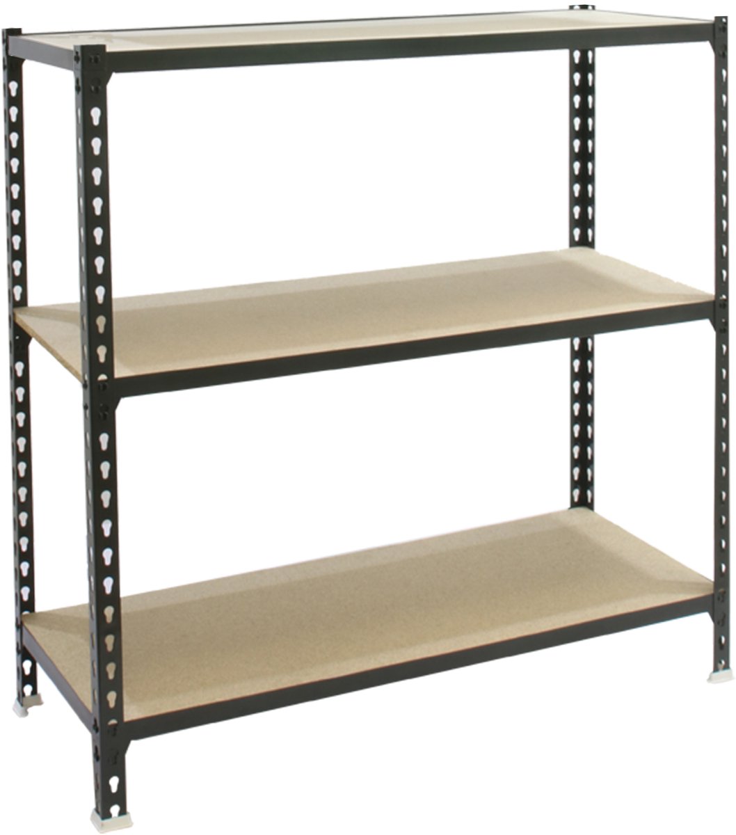 Simonrack Maderclick Mini 3/400 900 Antraciet/Hout - Metalen stellingkast, 900x800x400 mm, 3 niveaus, houten legborden, draagvermogen 150 kg