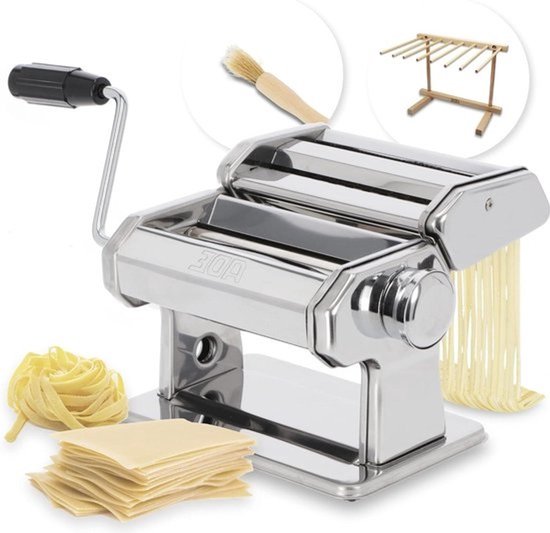 Handmatige pastamachine - 7 deegdiktes voor lasagne spaghetti fettuccine - inclusief pastadroger en reinigingsborstel - roestvrijstalen pastamachine pastegmachine — afbeelding 3