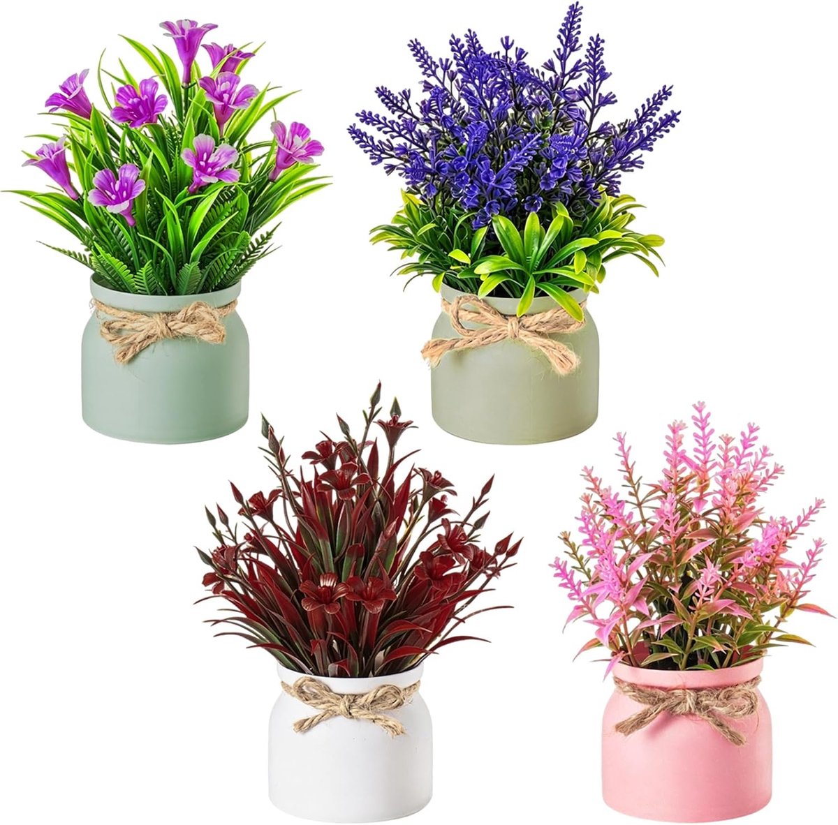 Kunstplanten, klein met pot, decoratie, kunstplanten, plastic planten, mini-kunstplanten in decoratieve potten, binnendecoratie voor kantoor, huis, balkon, woonkamer, badkamer