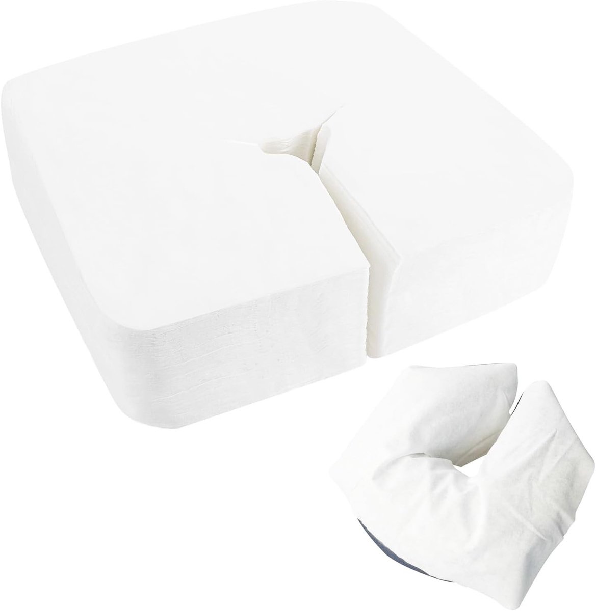 Set van 500 Wegwerp Massage Hoofdkussens 30 x 40 cm met Neusopening - Wasbare Kussens voor Massagetafels, Ideaal voor Spa en Wellness Behandelingen