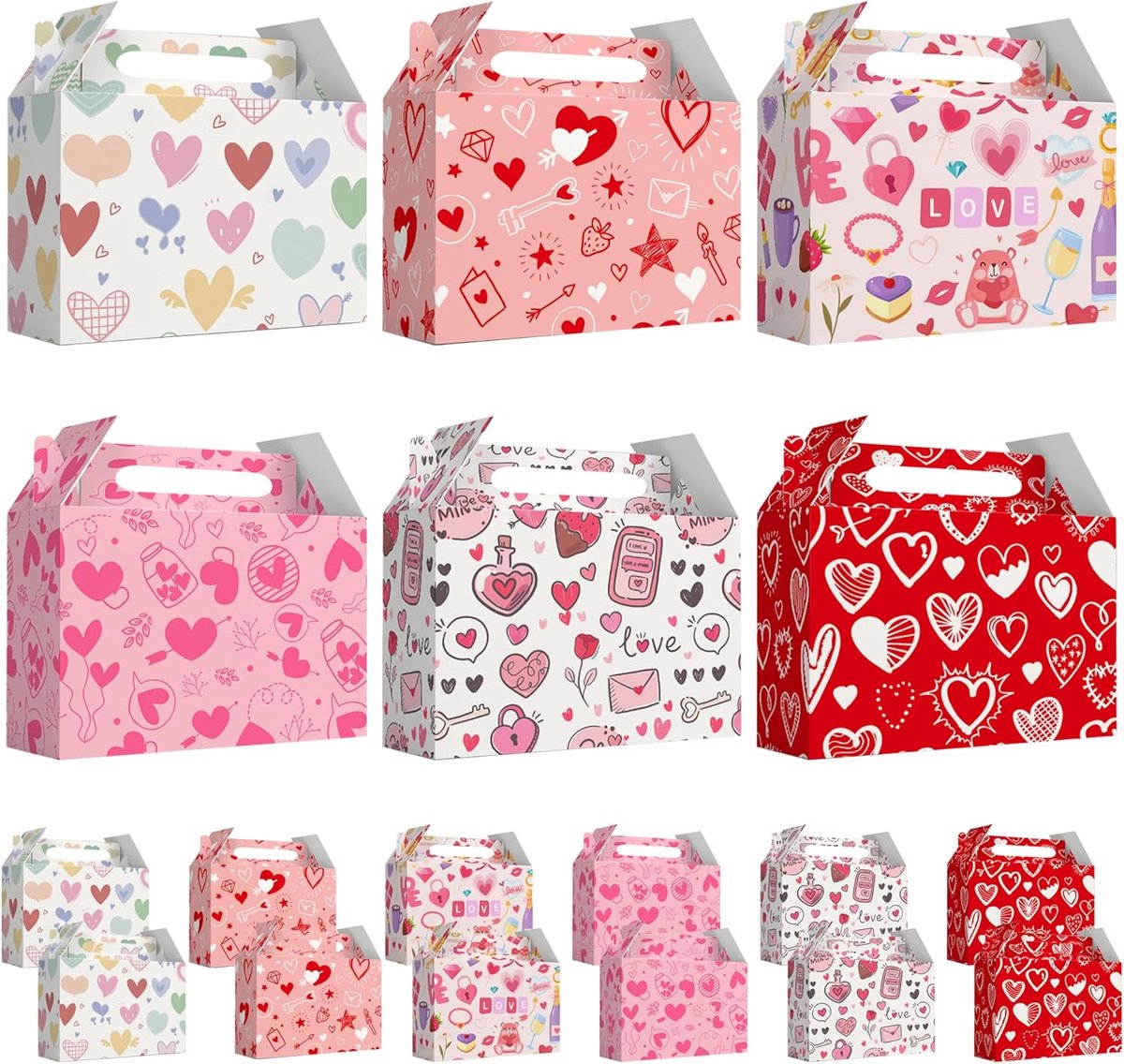 24 stuks Valentijns traktatiedozenset - Valentijnsdag traktatiedozen, Valentijnsdag snoepdoos Valentijns geschenkdozen voor gelukkige Valentijnsdag decoraties Valentijnsfeestgunsten