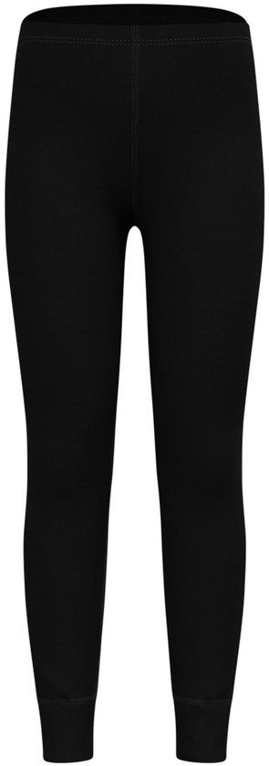 Zwarte thermobroek voor kinderen, vooraanzicht, met een nauwsluitende pasvorm.