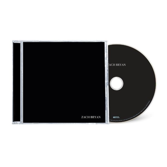 Zwarte cd-hoes en bijbehorende cd met witte tekst "ZACH BRYAN" in een transparant hoesje.