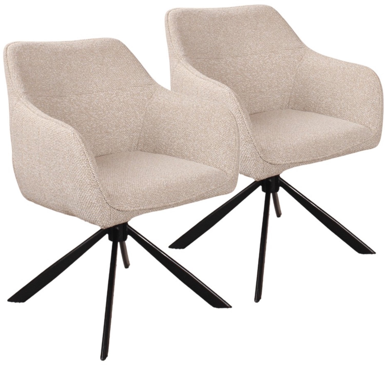 DS4U - - Seff armstoel met terugdraaifunctie - Set van 2 - Champagne - Stof