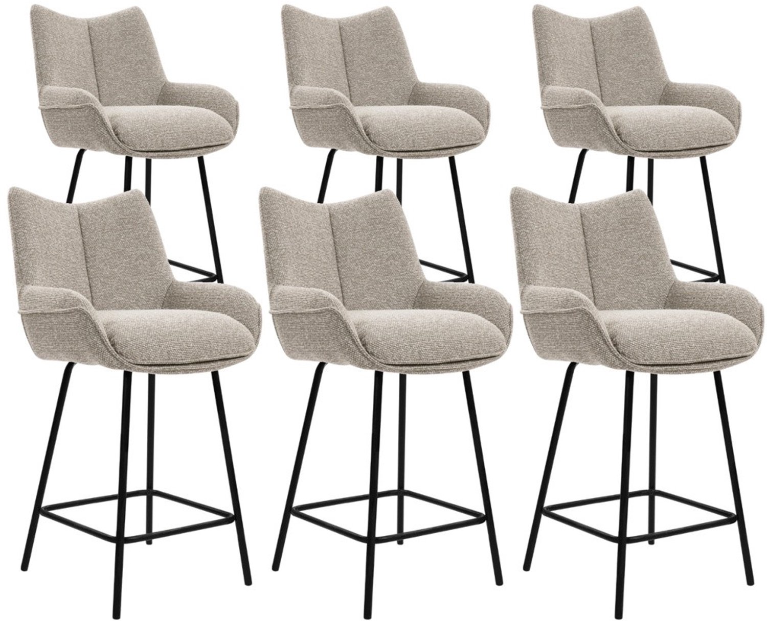 DS4U - - Ivan barkruk 65 cm - Set van 6 - Champagne - Stof - Met armleuning
