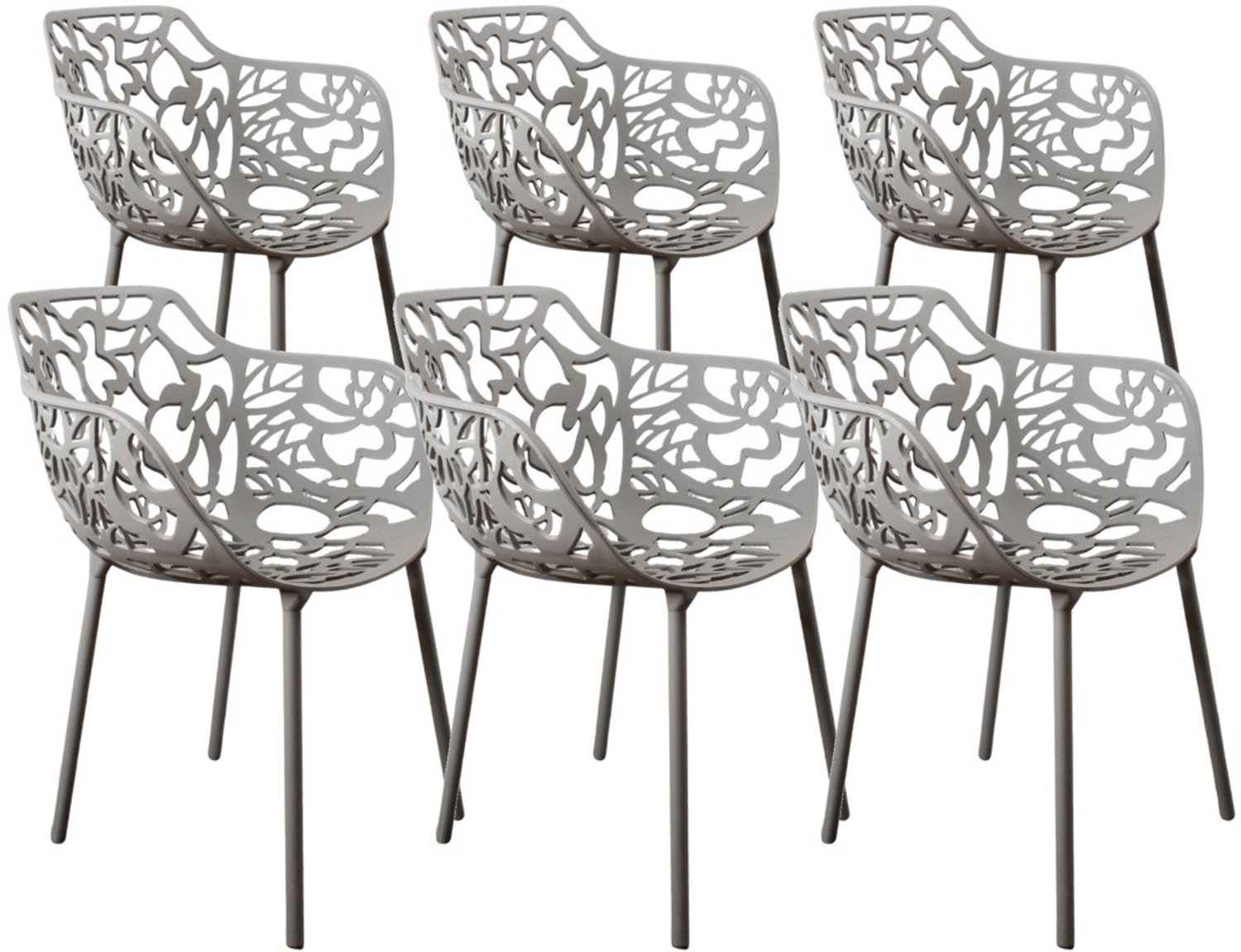 DS4U - - Cast eetkamerstoel - Set van 6 - Lichtgrijs - Aluminium - Met armleuning