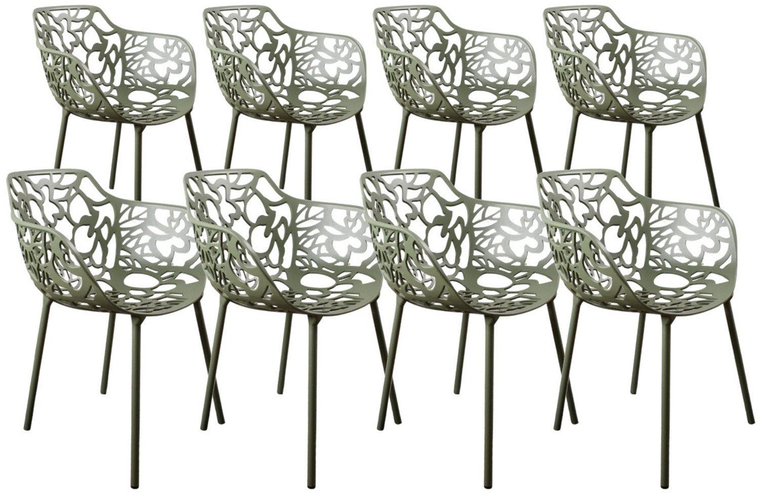 DS4U - - Cast eetkamerstoel - Set van 8 - Avocado - Aluminium - Met armleuning