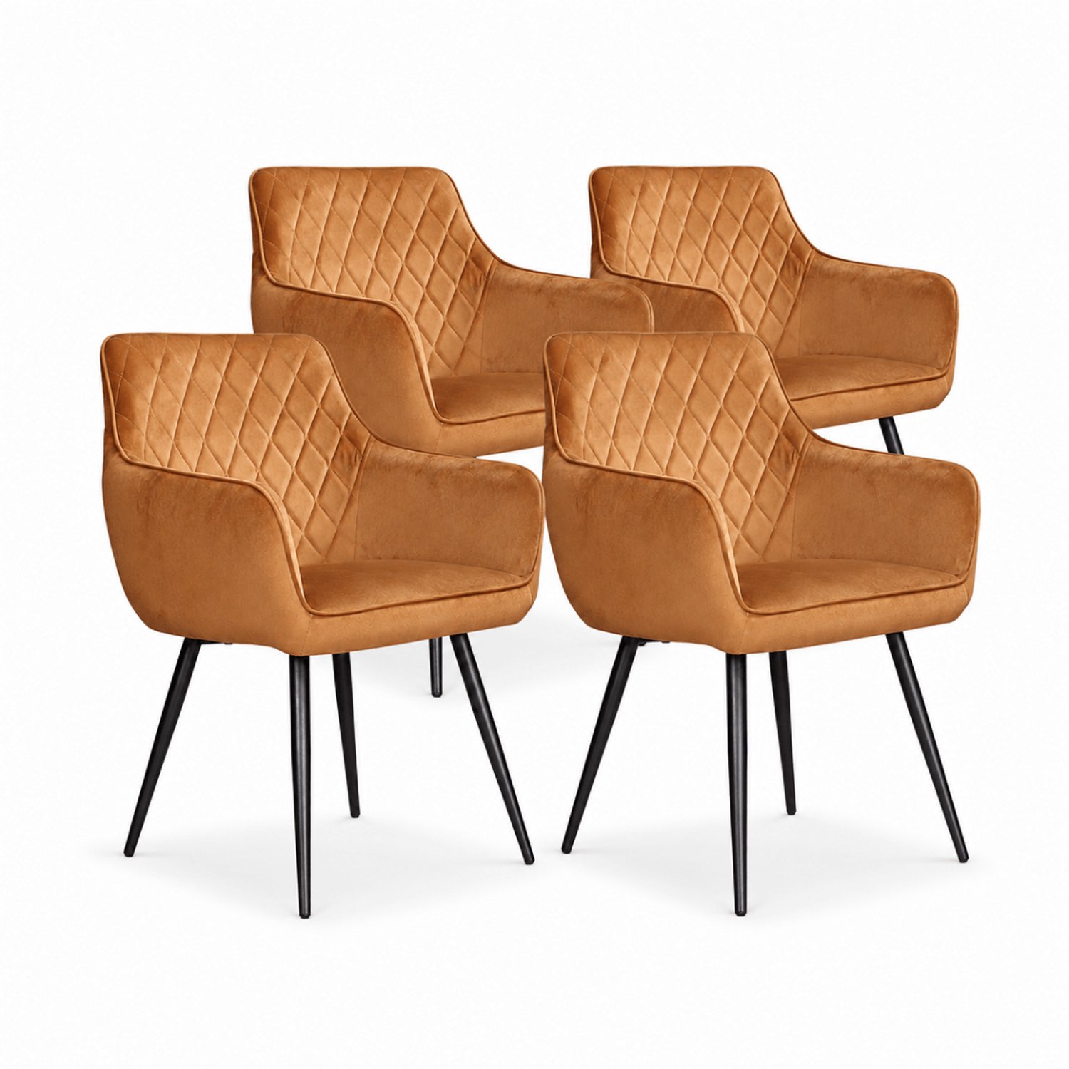 DS4U - - Ravi eetkamerstoel - Set van 4 - Goud - Velvet - Met armleuning