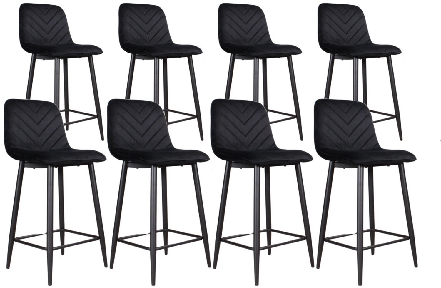 DS4U - - Gaby barkruk 65 cm - Set van 8 - Zwart - Velvet