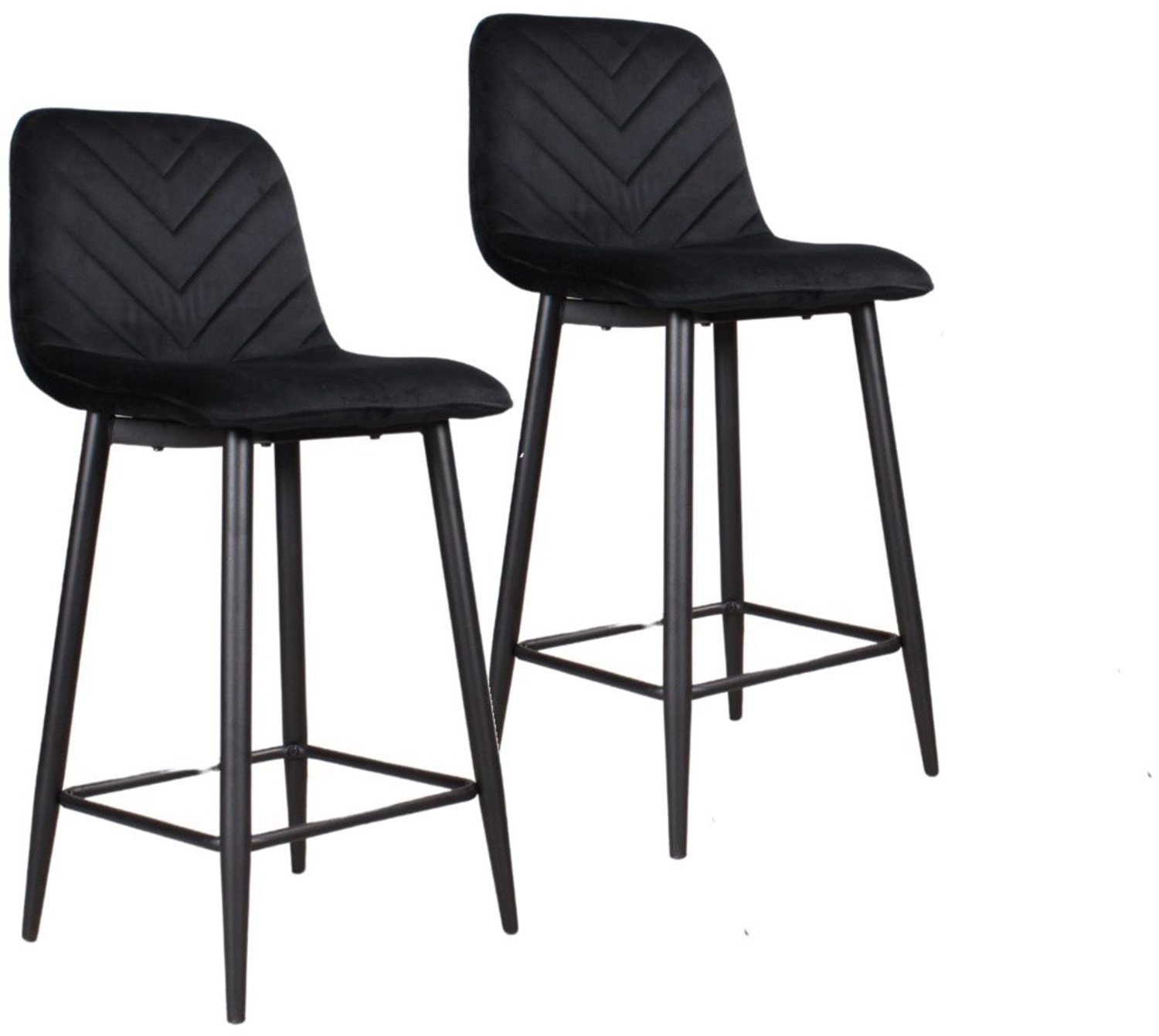 DS4U - - Gaby barkruk 65 cm - Set van 2 - Zwart - Velvet