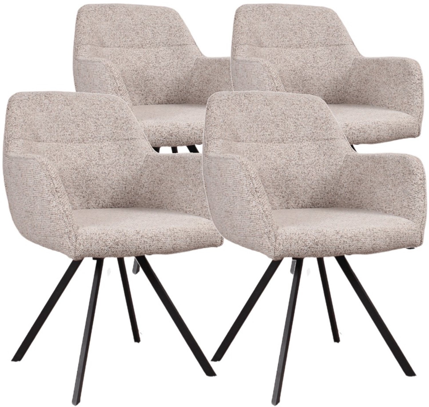 DS4U - - Mats draaibare eetkamerstoel - Set van 4 - Taupe - Stof - Met armleuning