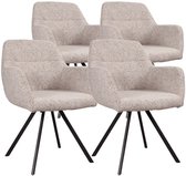 DS4U - - Mats draaibare eetkamerstoel - Set van 4 - Taupe - Stof - Met armleuning