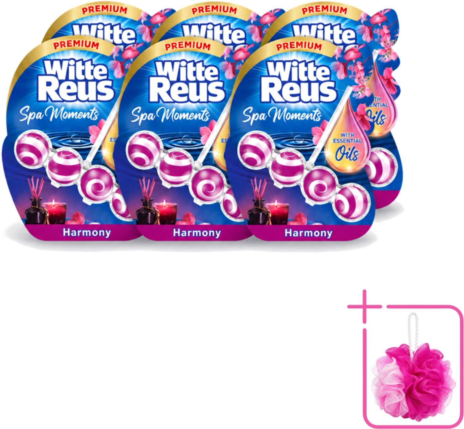 6 x Witte Reus - Wellness Scents Toiletblok - Harmony - 1 Toiletblok - Bulkverpakking - Toiletverfrisser - Douchemop - Wellnessgeur