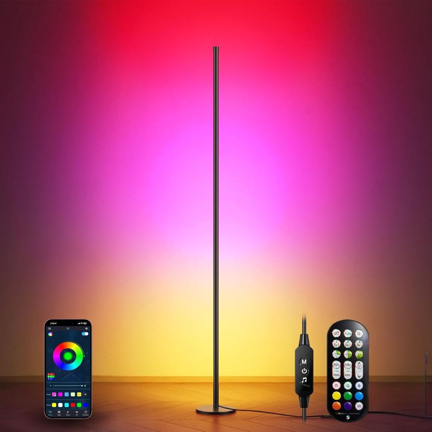 Zolvano® Stalamp LED - Vloerlamp Woonkamer - Hoeklamp - Sfeerlamp Slaapkamer - Zwart
