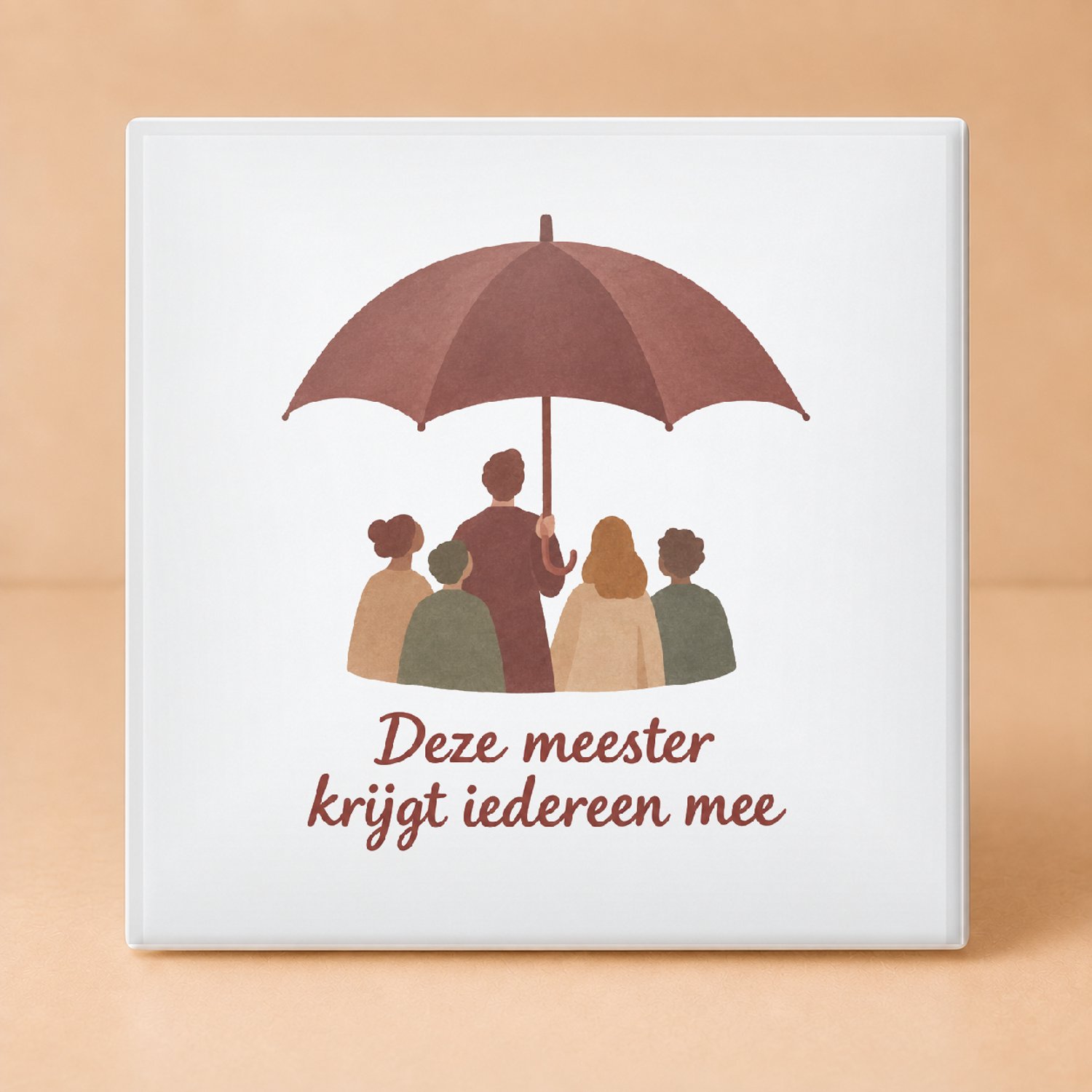 Bedruk King Rustgevende Meester van de Telefoonvrije Klas Tegel – Kalmerende Decoratie voor Onderwijsprofessionals met Gouachestijl - 11 x 11 cm Wit