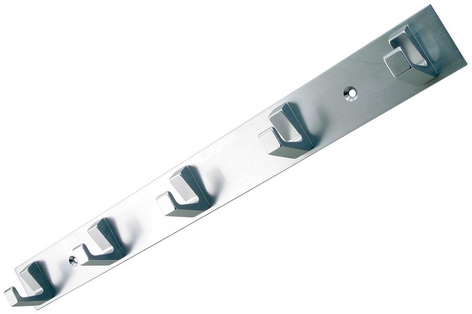 IMPRESSO kapstok met 5 haken - op strip 360 x 35 mm - aluminium geanodiseerd
