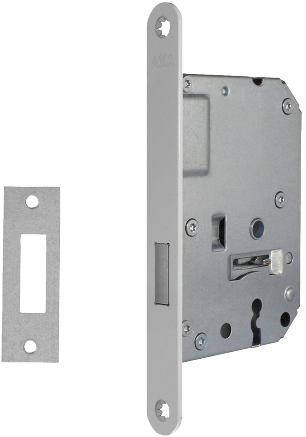 Axa Kastslot Type 7115 SL - Geschikt Voor Binnendeuren - Voorzien Van Sleutelgat - Afmeting 174 x 20 x 16 mm - Kleur Wit - Levering Van 1 Stuk In Blisterverpakking - 2 Jaar Garantie