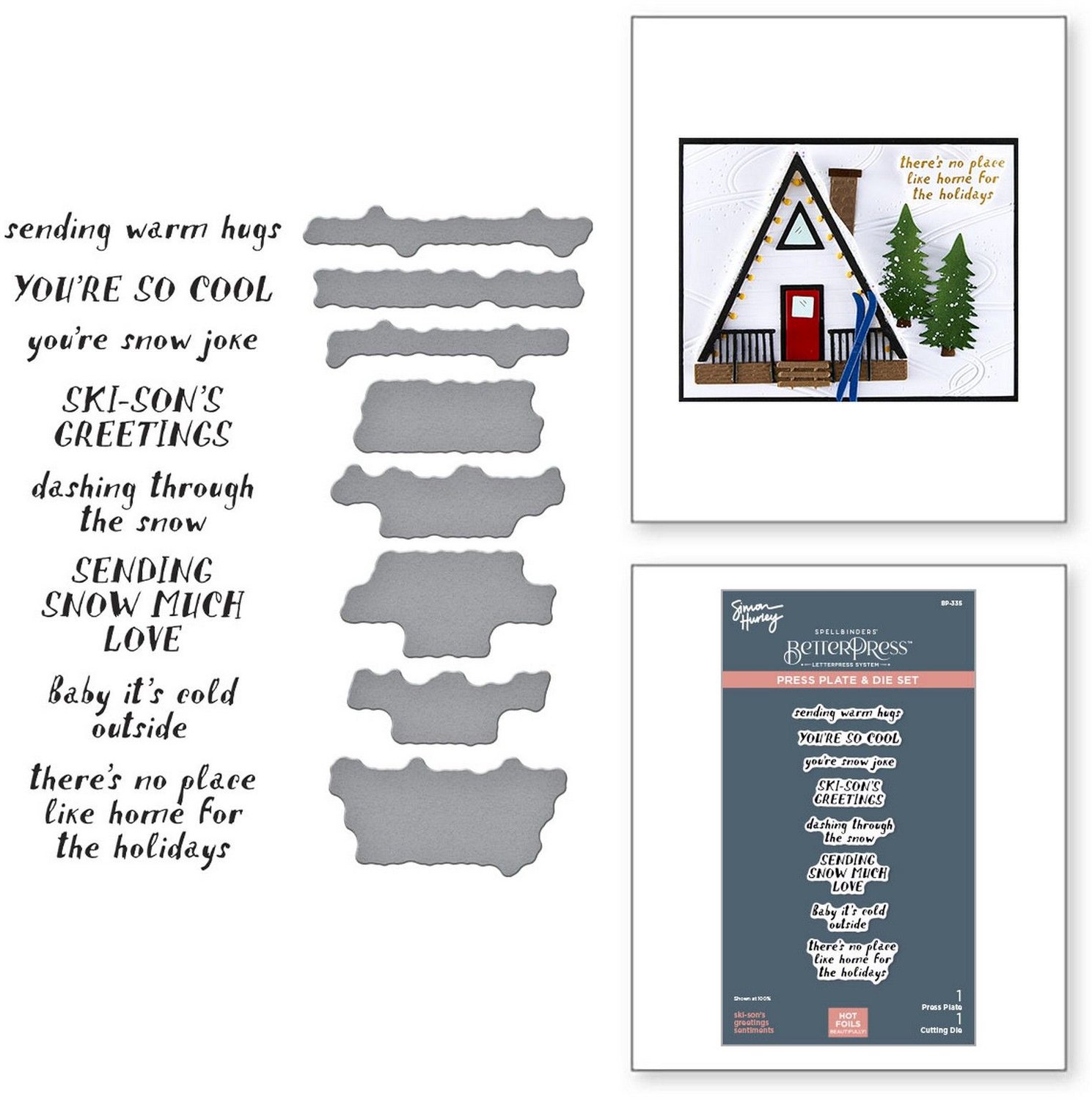 Spellbinders BetterPress Plate & Die - Ski-son's Greetings - 2 st.