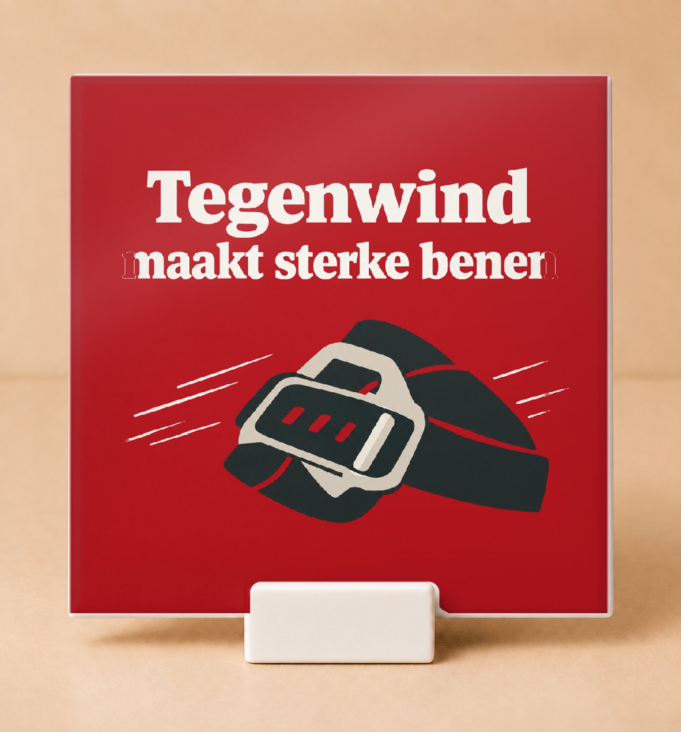Bedruk King Speelse Tegel 'Wie niet waagt, wie niet waait' – Inspirerende Wanddecoratie voor Positiviteitsfans - 15 x 15 cm met houder Wit