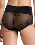 Zwarte slip met hoge taille en kanten achterkant met bloemendetail.