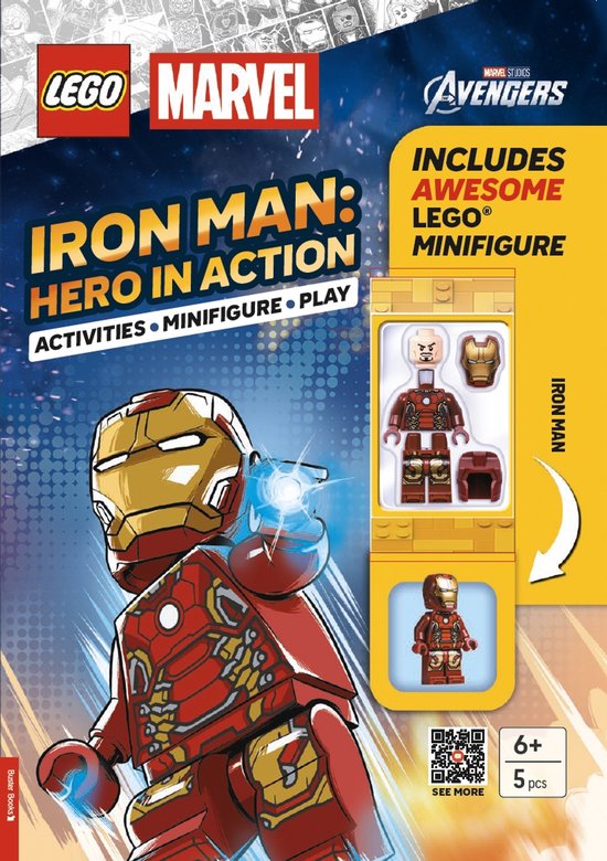 Livre LEGO Marvel Iron Man avec figurine et activités. Inclut une figurine Iron Man exclusive en pièces détachées.