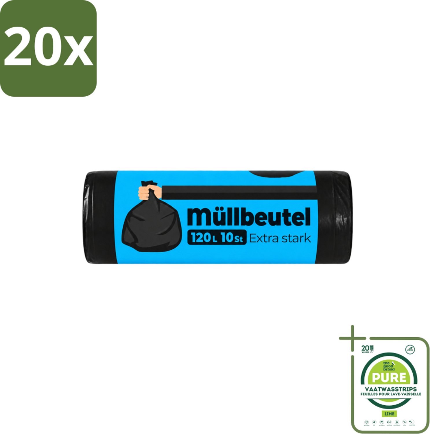 20 x Deluxe - Vuilzakken - Stevig & Ruim - 10 Vuilniszakken - 120L - Grootverpakking - Vaatwasstrips - Vuilzakken 120 L - Huishoudelijk Afval - Tuinafval - Vuilniszak - Vuilnisbak