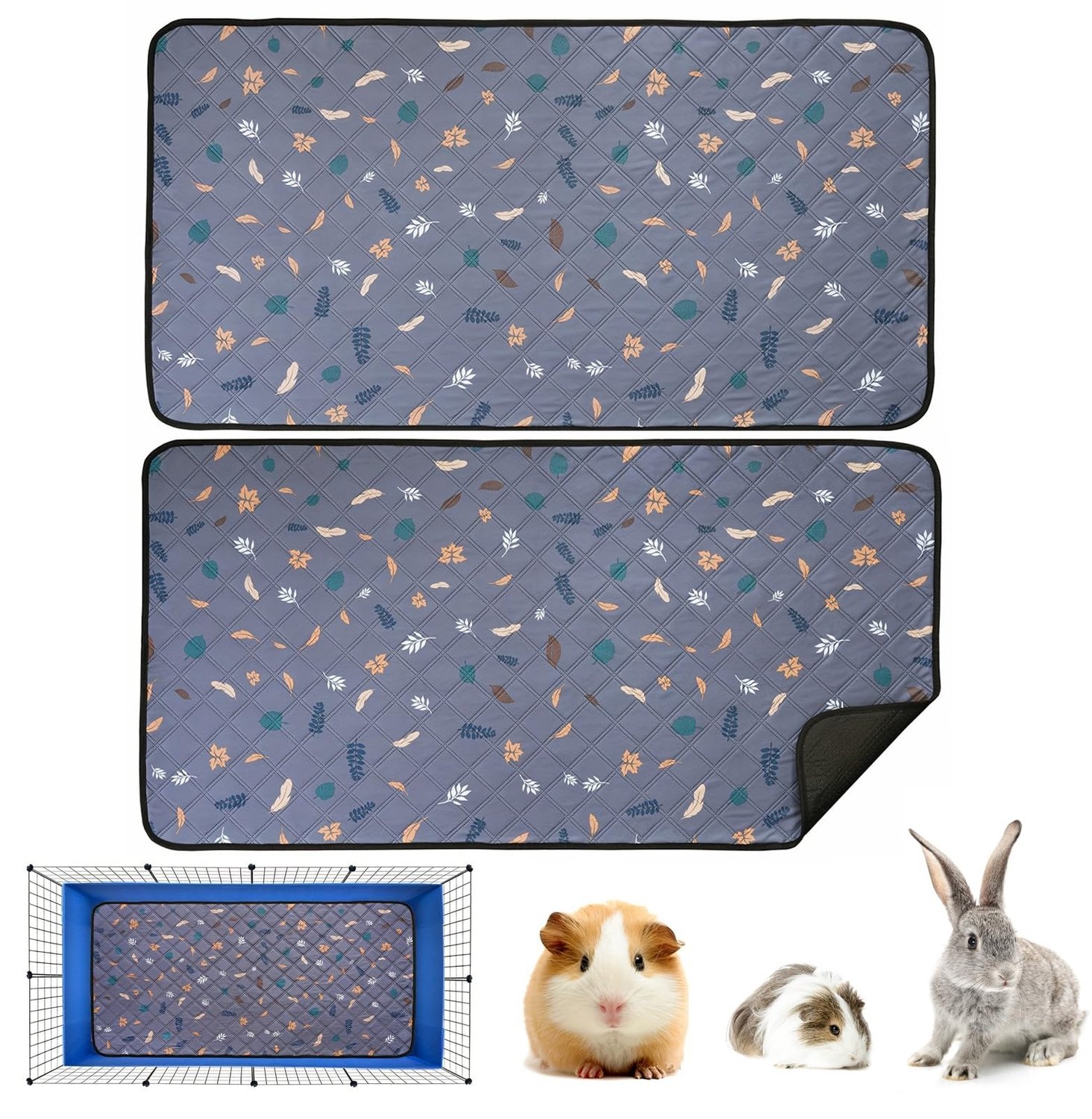 Famanu – Wasbare kooimatten voor kleine huisdieren, set van 2, 60 x 45 cm, absorberend en herbruikbaar