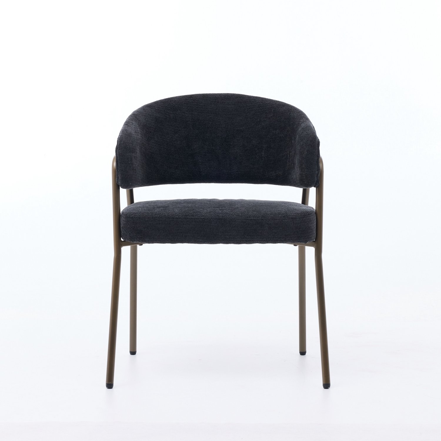 SONNENH Eetkamerstoel met armleuningen en chenille bekleding - 59 x 57 x 79,5 cm - Zwart