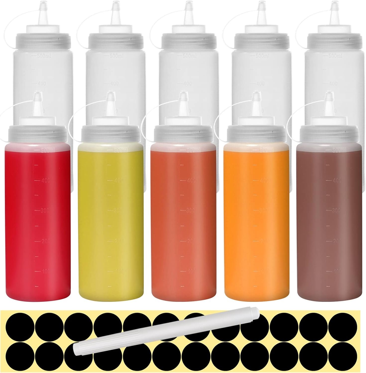 Squeeze flessen 500ml - plastic - lekvrije ontwerp - ideaal voor sauzen - m-winkel