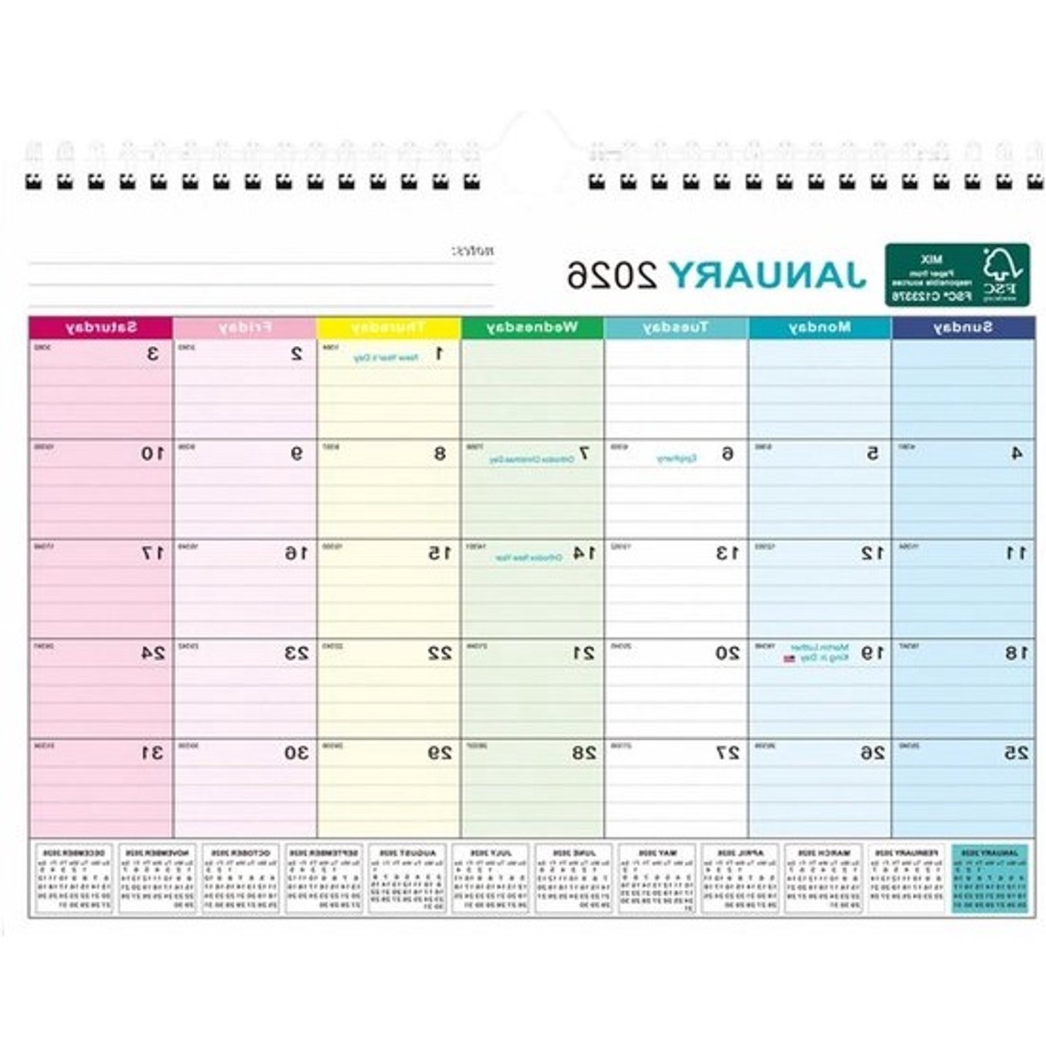 Kalender 2026-2027 - Jaarkalender voor aan de muur - Afspraken inplannen - Overzicht voor 18 maanden - A4 formaat - Wit