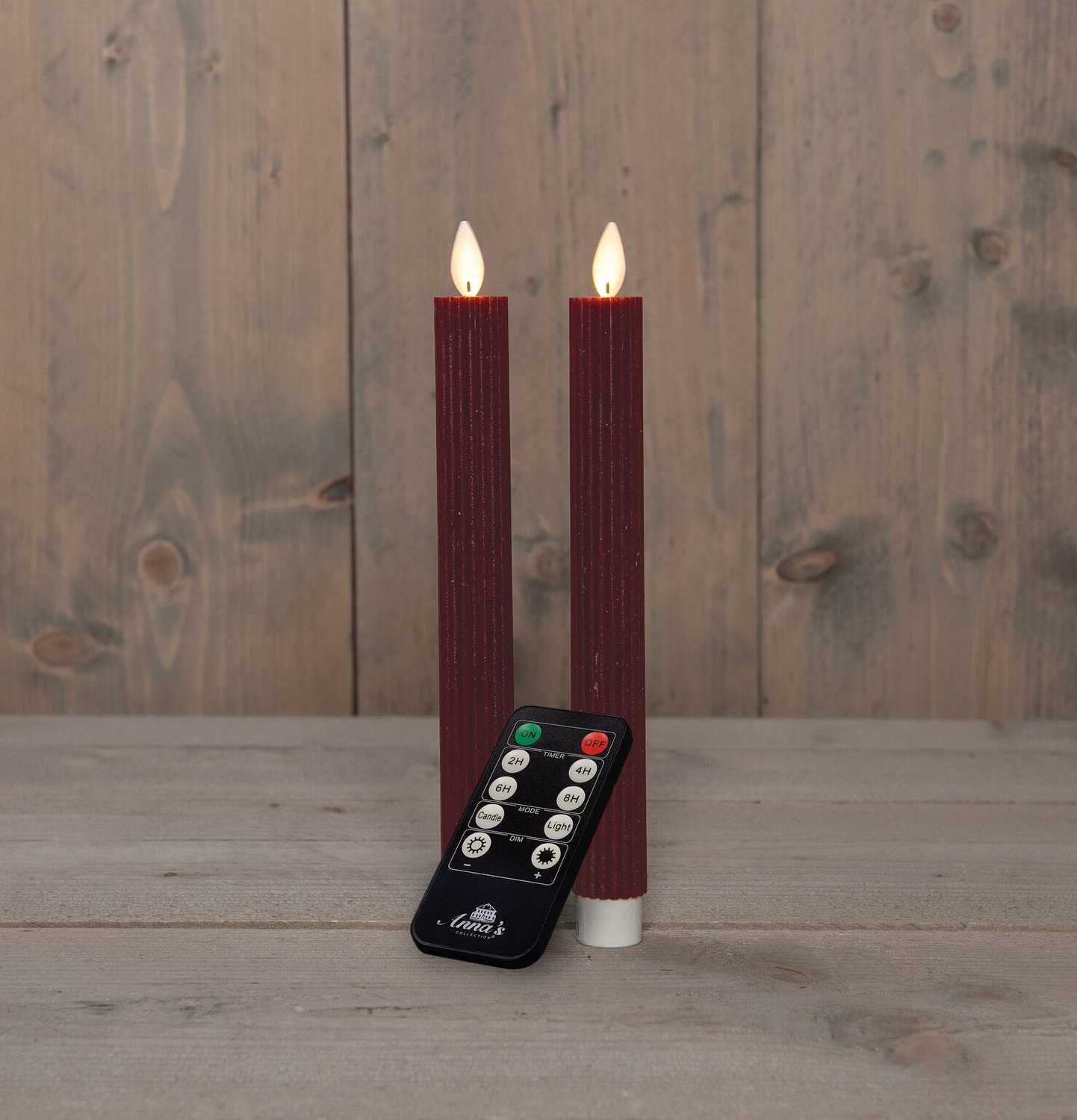 Anna's collection - Dinerkaars ribbel wax led bewegende vlam op bat...