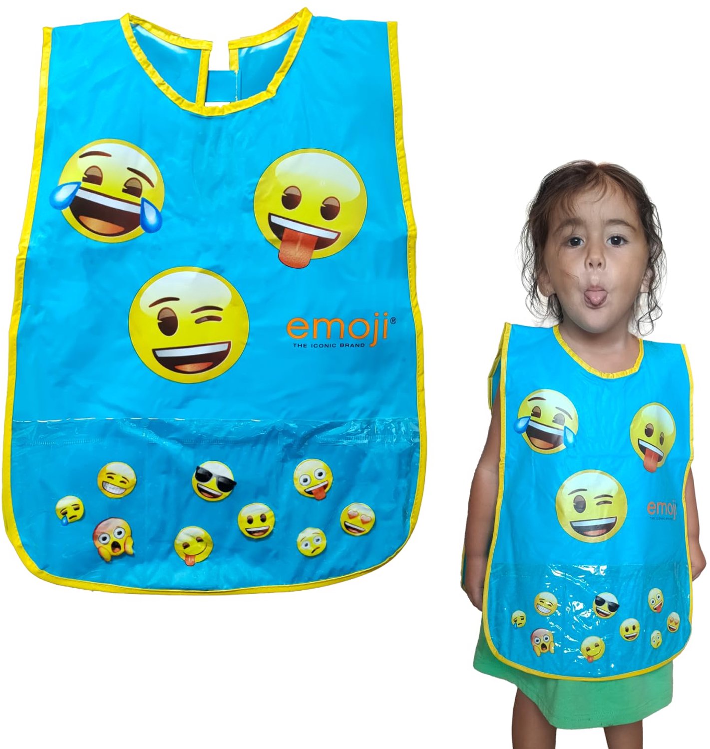 Waterdichte schilderscape voor kinderen 3-5 jaar - wasbare stof - smiley design - perfect voor kunst en handwerk - m-winkel
